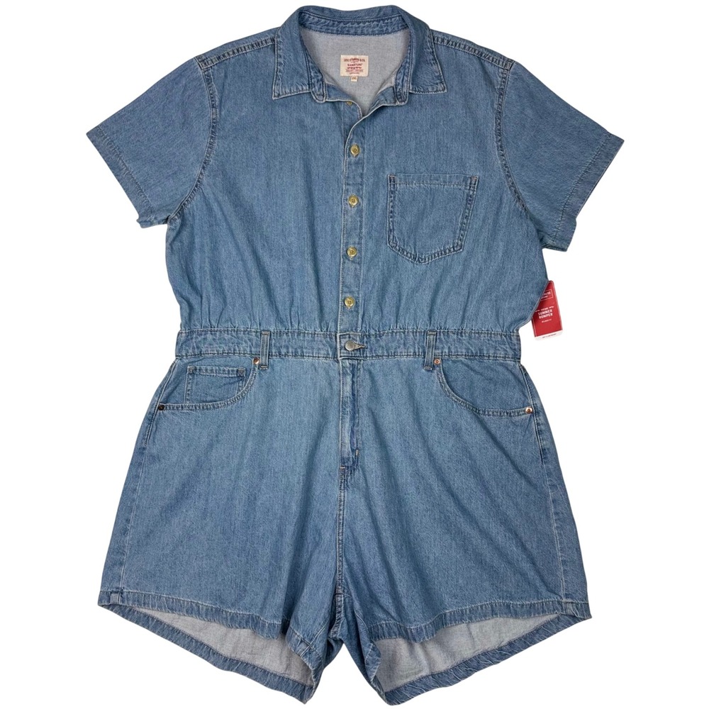 Levi Strauss Signature Summer Romper Relaxed Fit Women 2XL Blue Utility Cowgirl